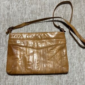 Vintage Eel skin small purse crossbody tan Sunco made in Korea
